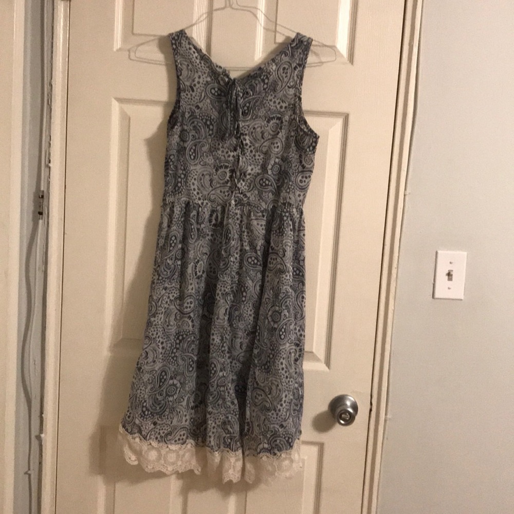 Blue and white paisley dress